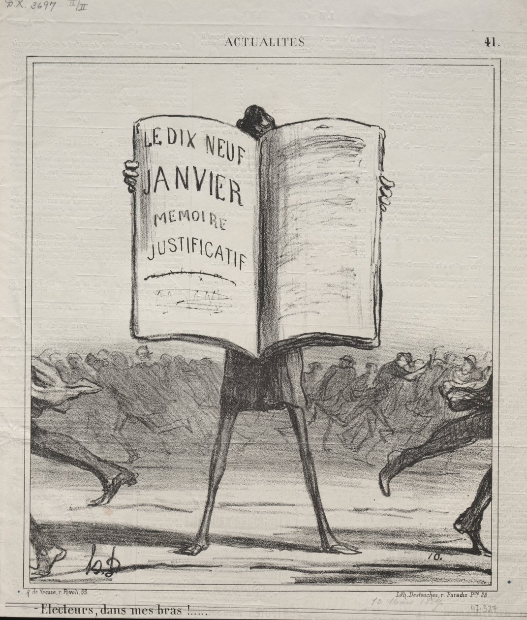 Actualities Nr. 41: Wähler, in meinen Armen!..., 1869 von Honoré Daumier