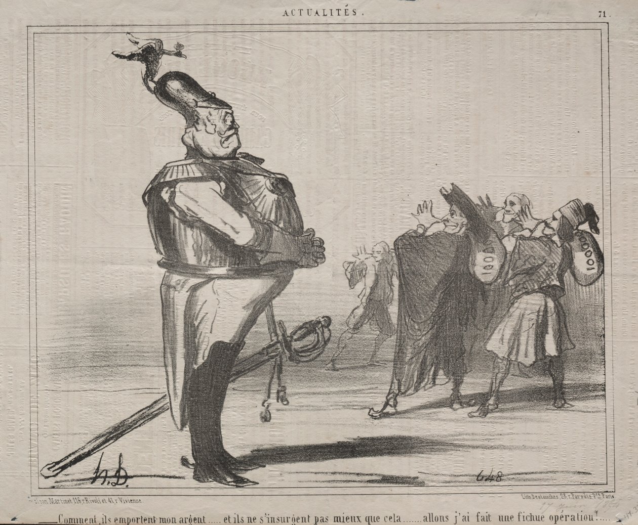 Aktualitäten Nr. 71: Warum nehmen sie mein Geld weg..., 1854 von Honoré Daumier