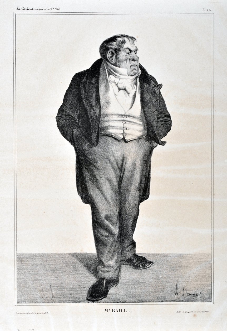 Werk von Honore Daumier (1808-1879). Charivari stammt aus dem Jahr 1833: Serie Celebrites de la caricature Mr. Baill... MUSEUM DER SCHÖNEN KÜNSTE - PALAST LONGCHAMP, MARSEILLE von Honoré Daumier