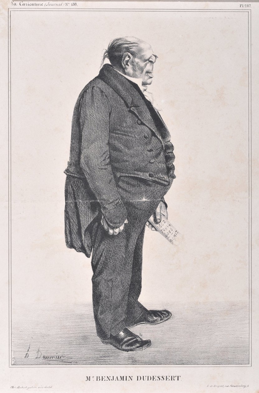 Werk von Honore Daumier (1833): Serie Celebrites de la Caricature „M. Benjamin Dudessert“ von Honoré Daumier