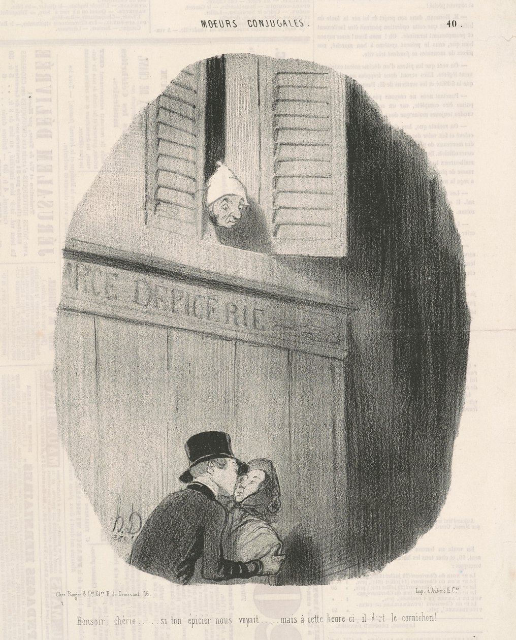 Guten Abend, Liebling... wenn dein Lebensmittelhändler uns sehen würde... von Honoré Daumier