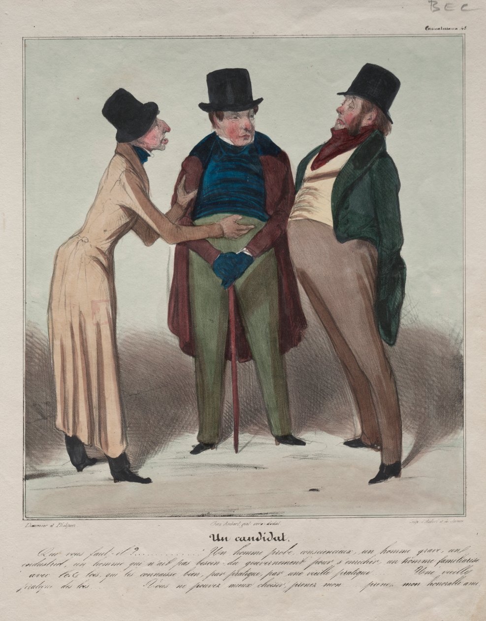 Caricaturana (Platte 48): Ein Kandidat von Honoré Daumier