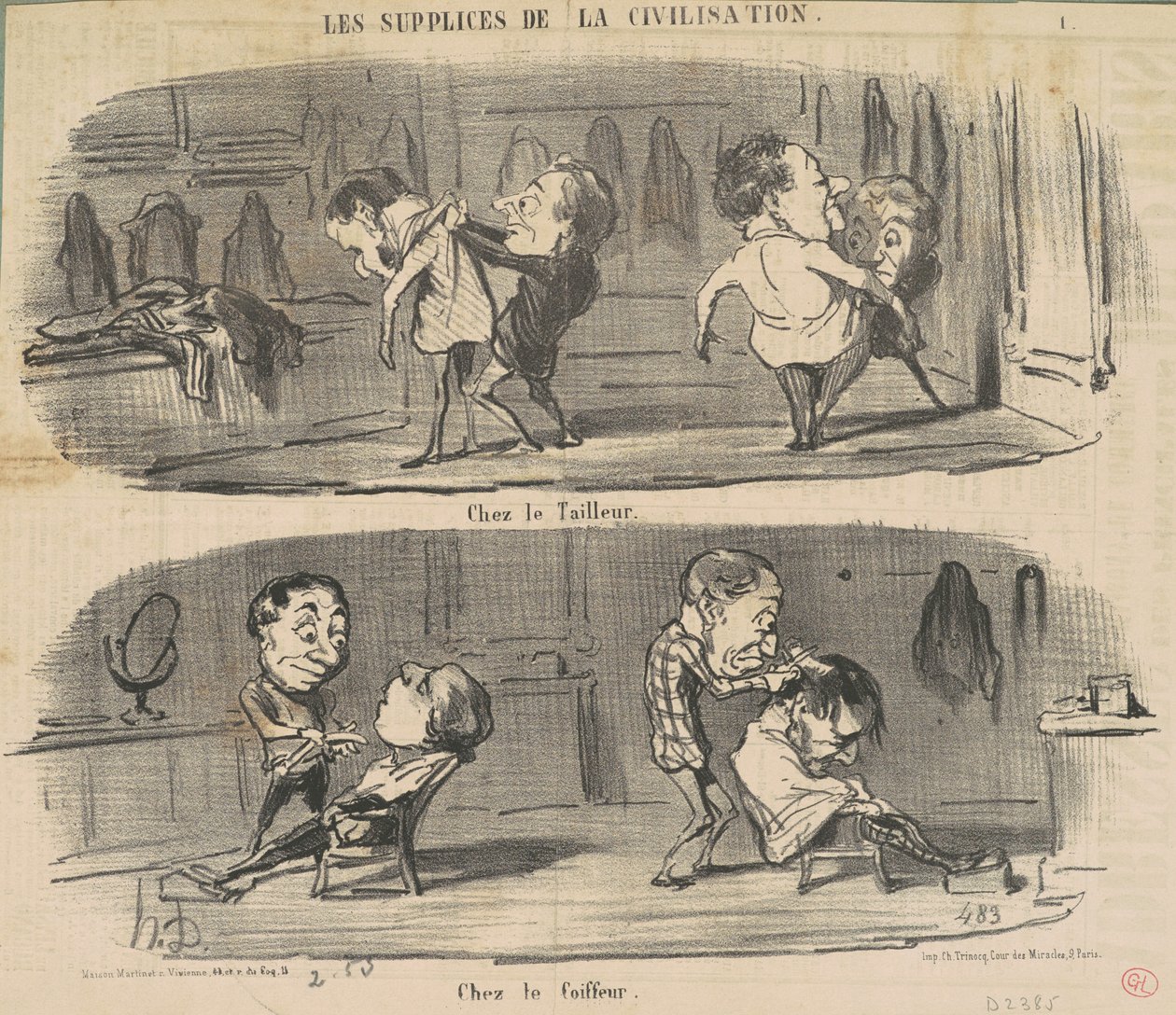 Beim Schneider beim Friseur von Honoré Daumier