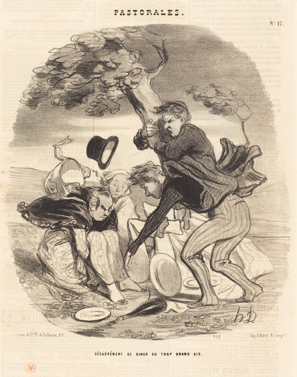 Unannehmlichkeit eines Abendessens im Freien von Honoré Daumier