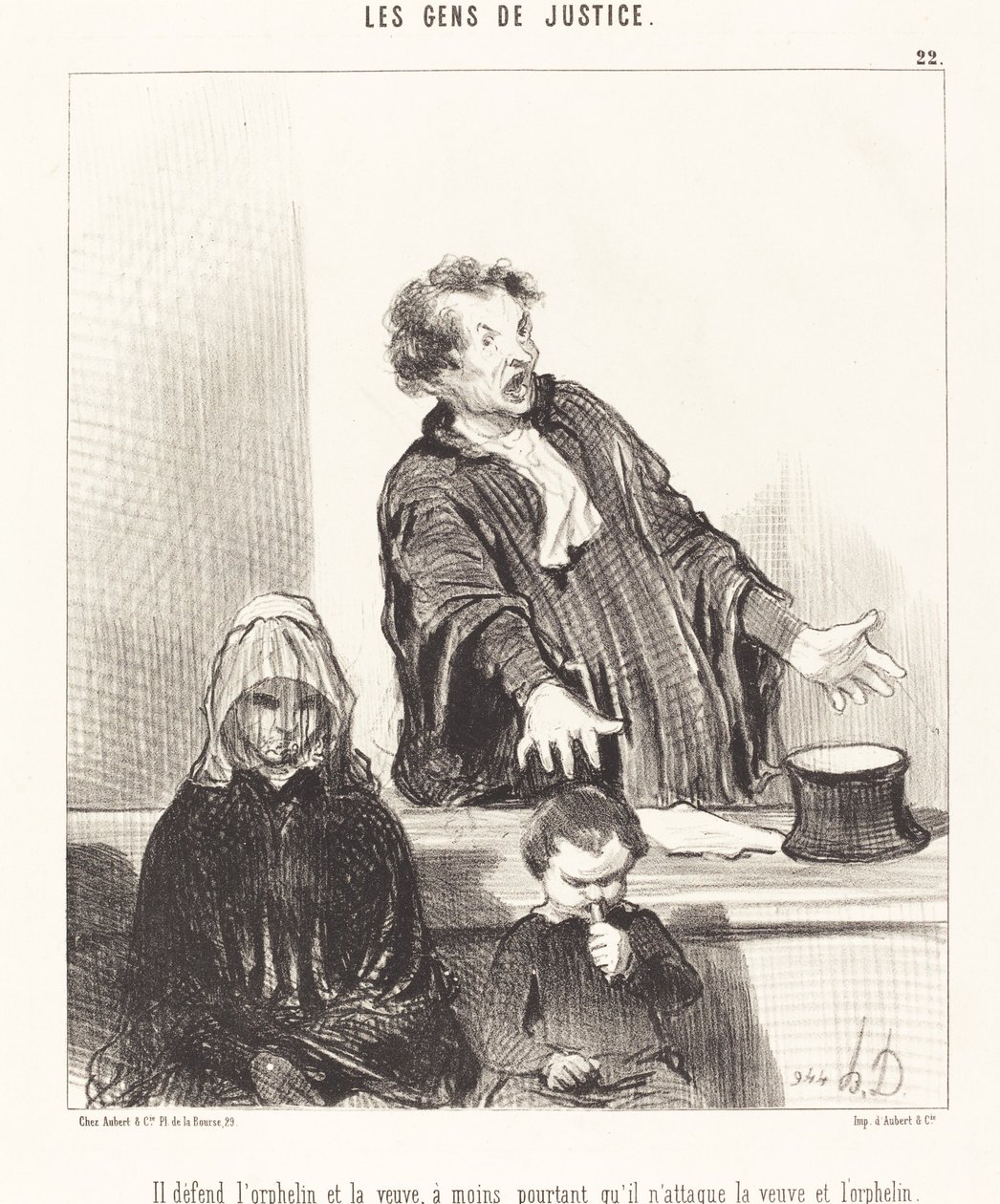Er verteidigt die Waise und die Witwe, es sei denn... von Honoré Daumier