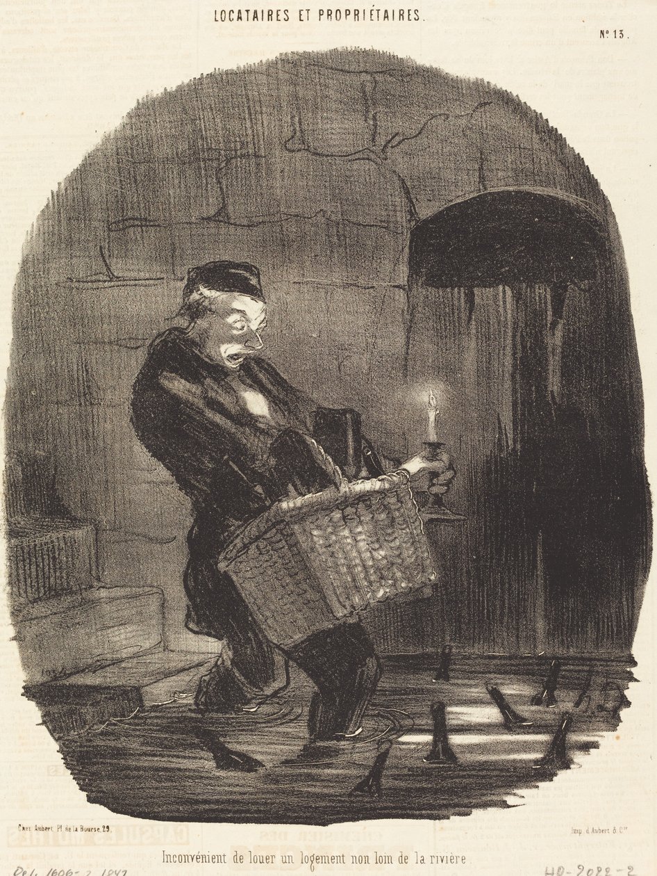 Unannehmlichkeit des Mietens... nicht weit von einem Fluss von Honoré Daumier
