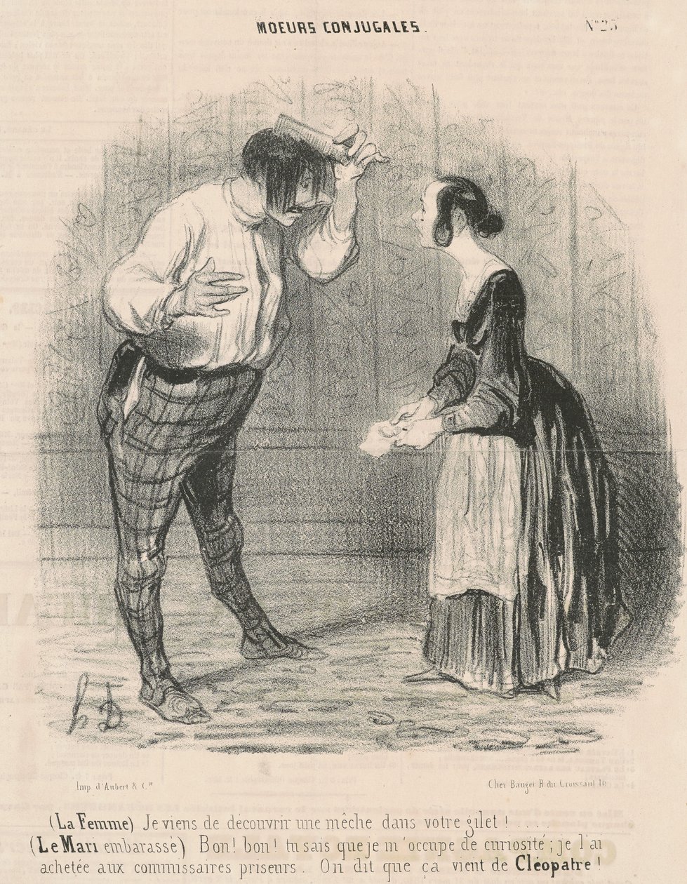 Die Frau. Ich habe gerade eine Locke entdeckt... von Honoré Daumier