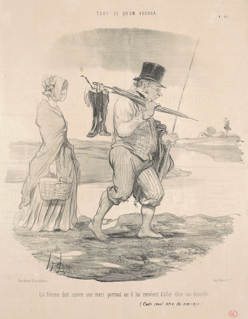 Die Frau muss ihrem Mann folgen ... von Honoré Daumier