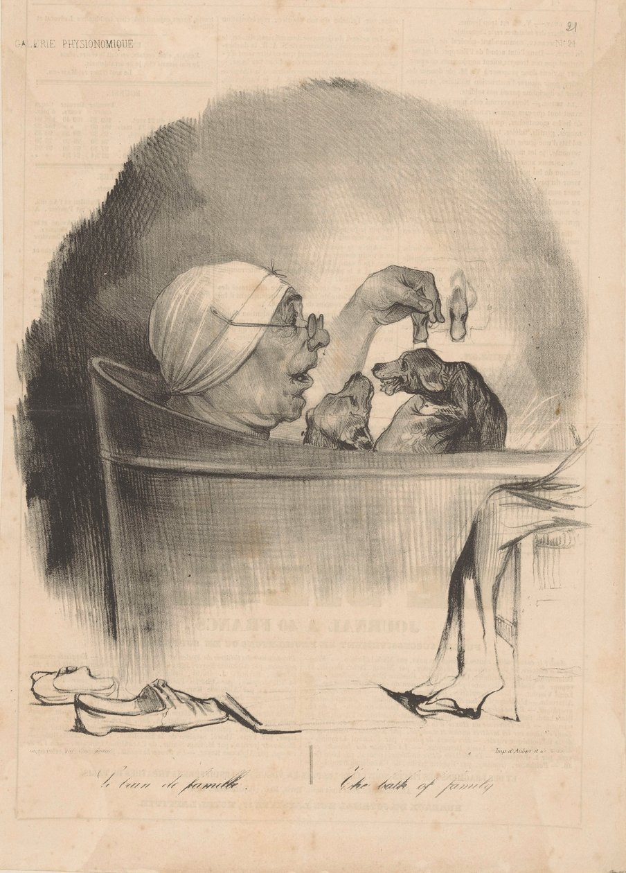 Le bain de famille, 1837 von Honoré Daumier