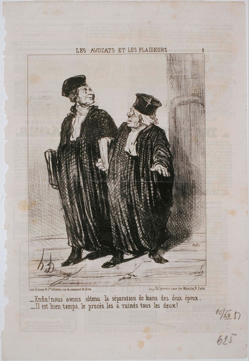 Die Anwälte und die Kläger: Endlich! Wir haben die Gütertrennung erreicht... von Honoré Daumier