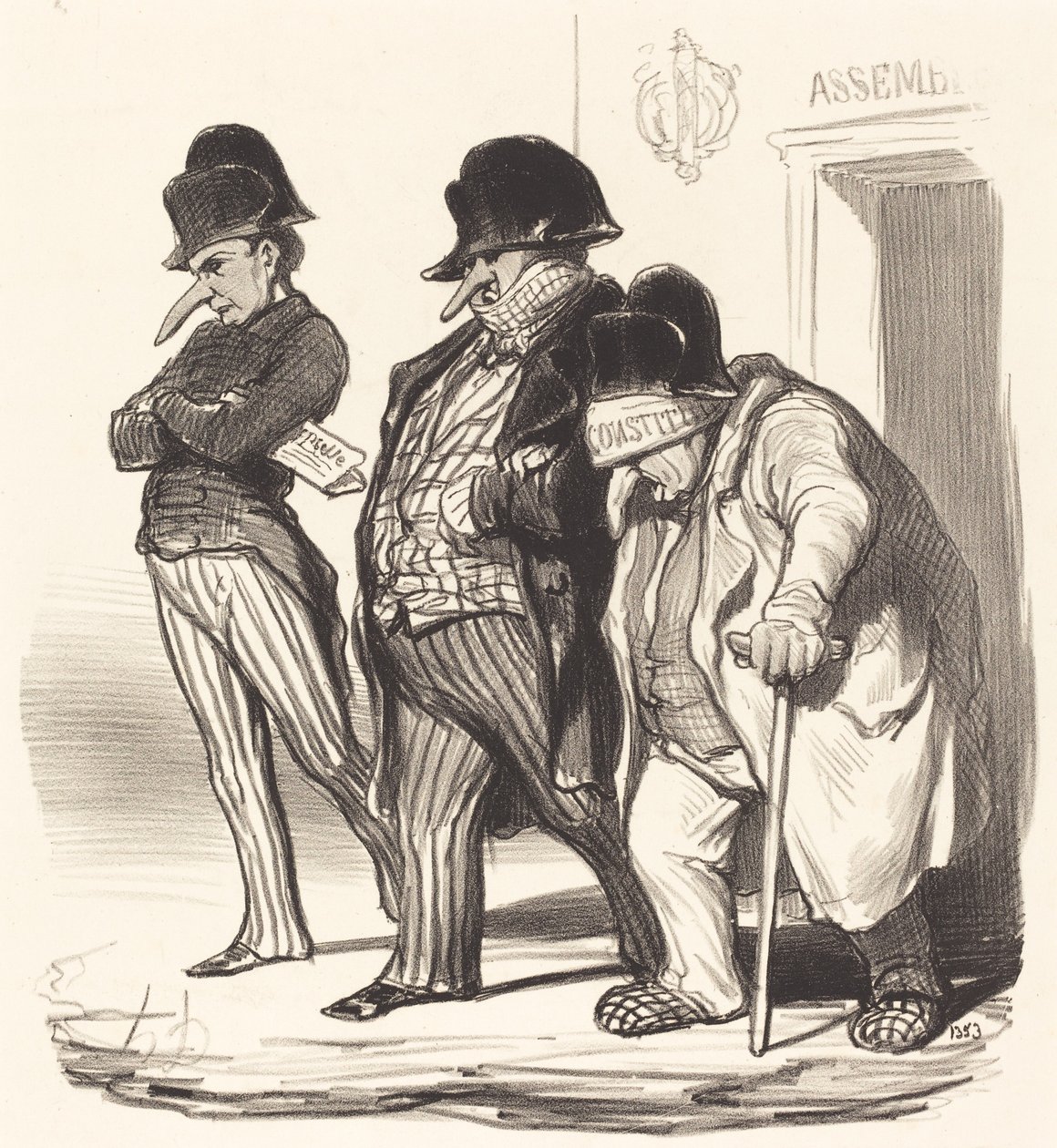 Die napoleonischen Zeitungen verlassen die Nationalversammlung... von Honoré Daumier