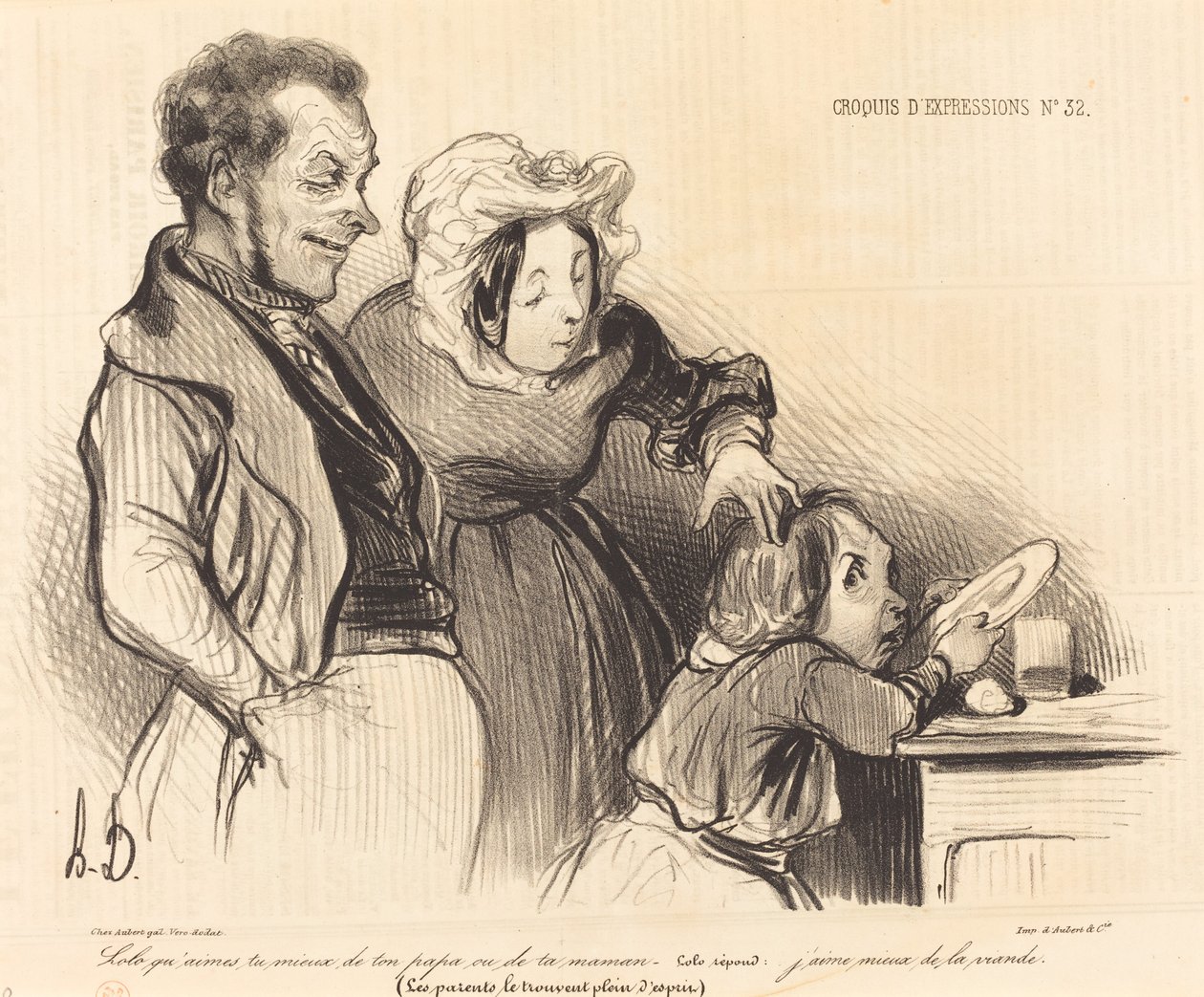 Lolo, wen liebst du mehr, deinen Papa oder deine Mama... von Honoré Daumier