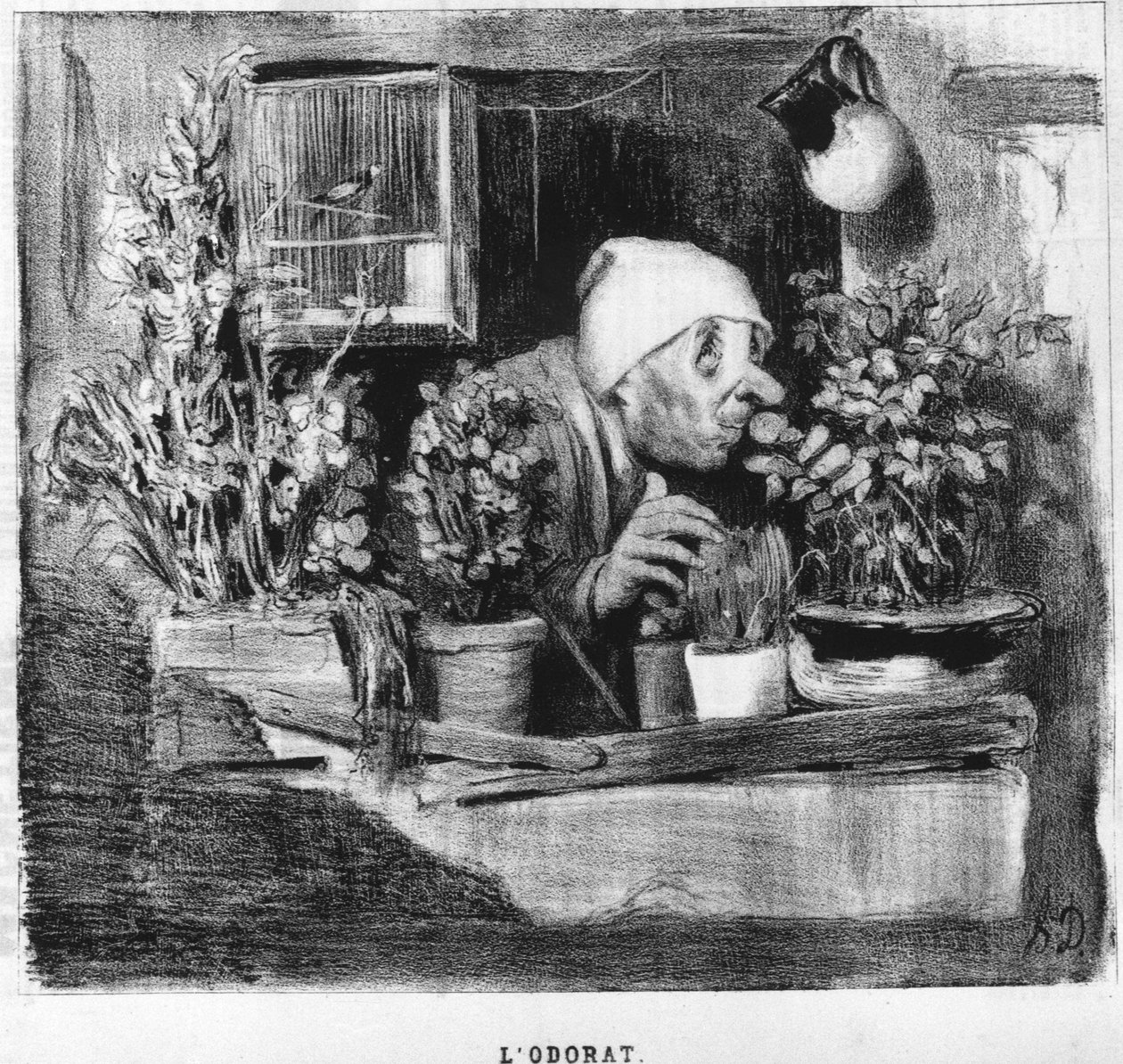 Das Hören: Serie aus den Fünf Sinnen, von Honoré Daumier (1808-1879). Charivari von Honoré Daumier