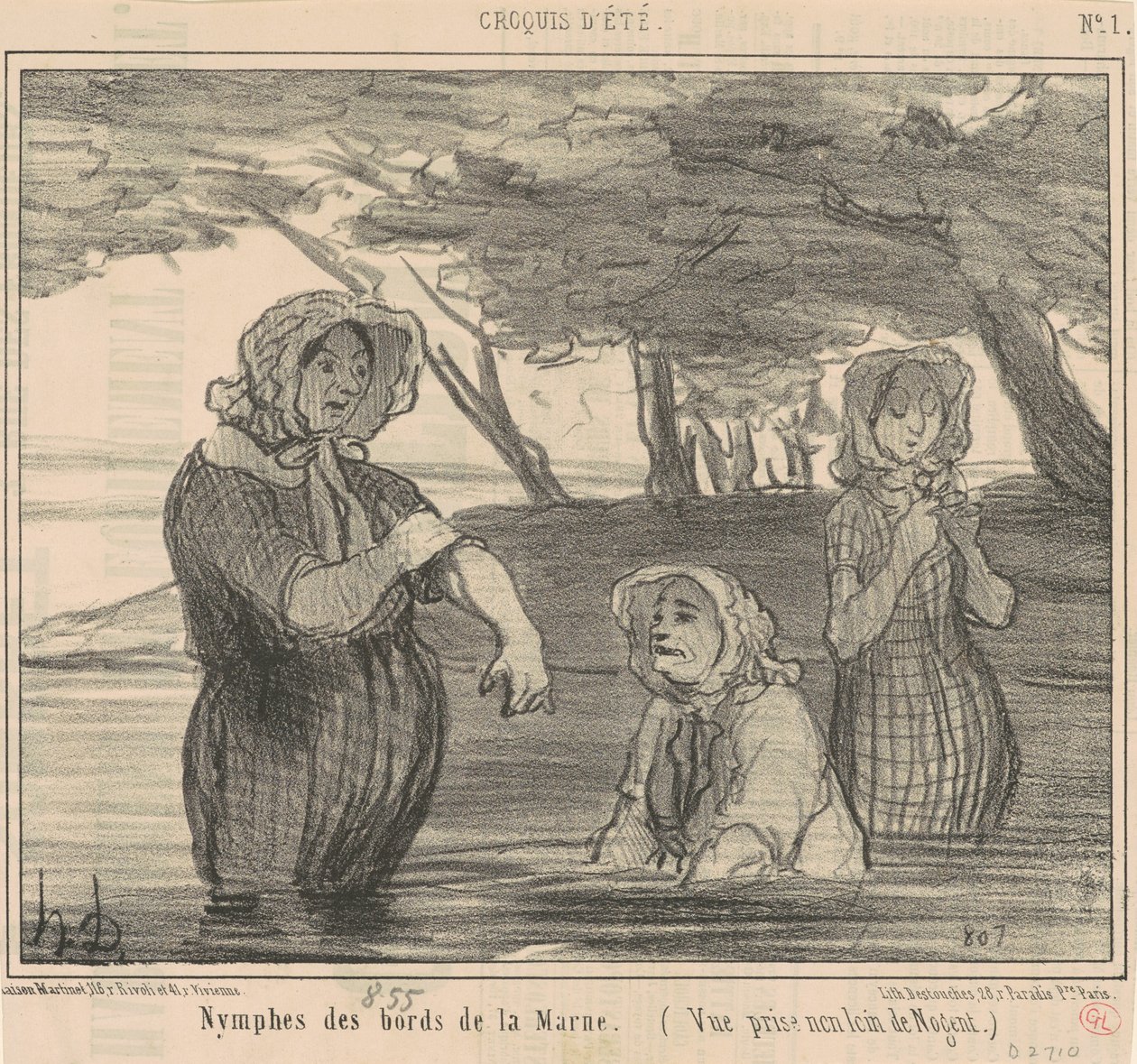 Nymphen an den Ufern der Marene von Honoré Daumier