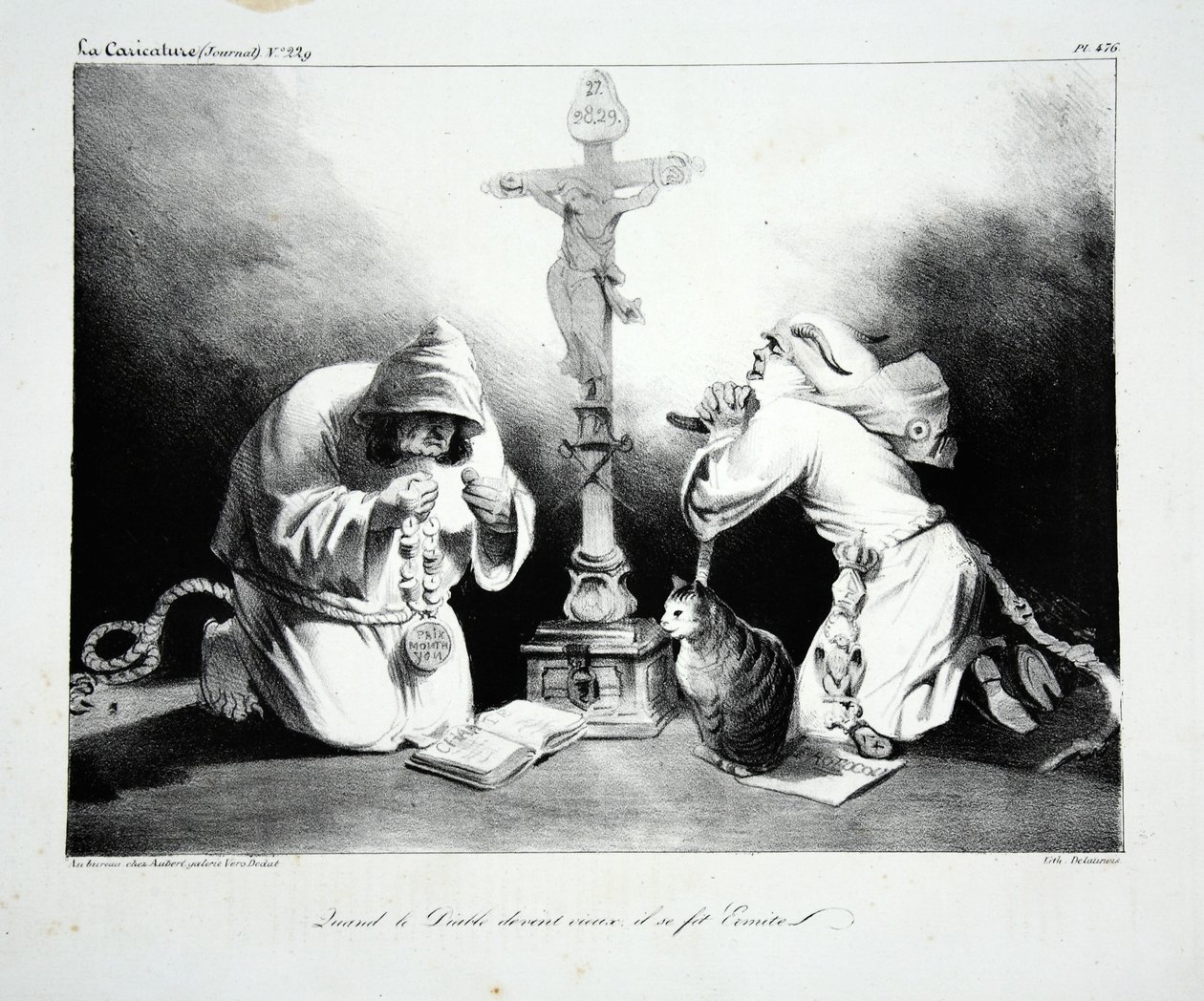 Als der Teufel alt wurde, wurde er Einsiedler, veröffentlicht 1835 von Honoré Daumier