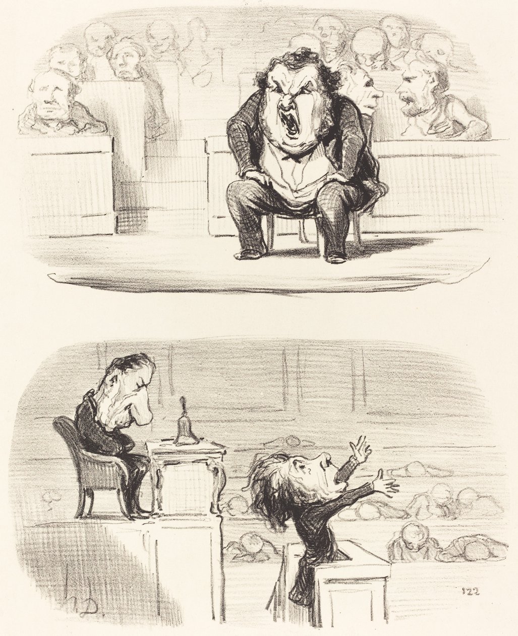 Wenn ein langweiliger Redner das Podium betritt von Honoré Daumier