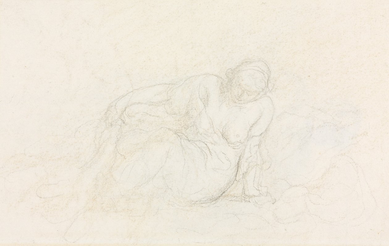 Liegende Frau, die sich auf ihren Arm stützt, verso, 1855-60 von Honoré Daumier