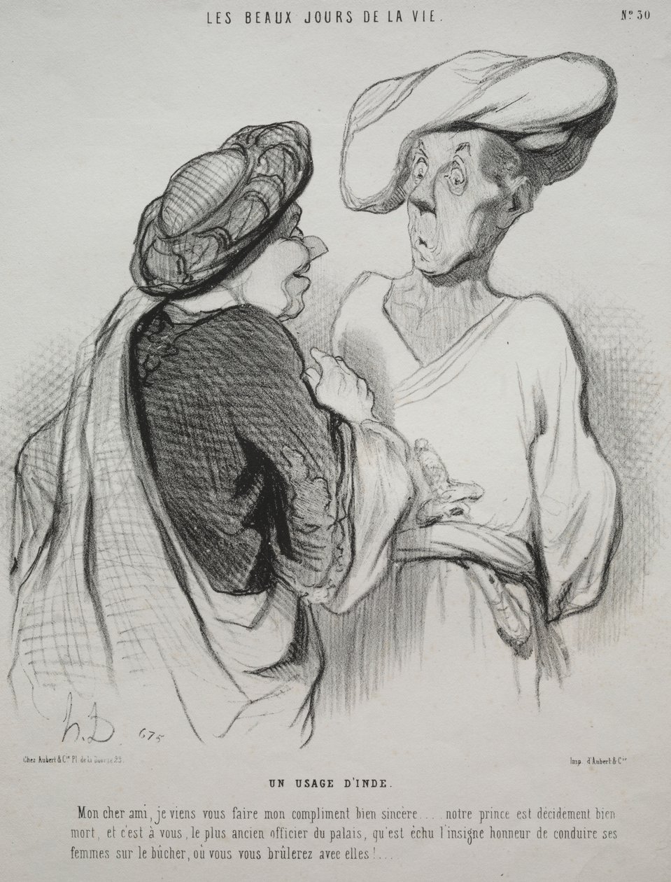 Die schönen Tage des Lebens, Tafel 30: Ein indischer Brauch von Honoré Daumier
