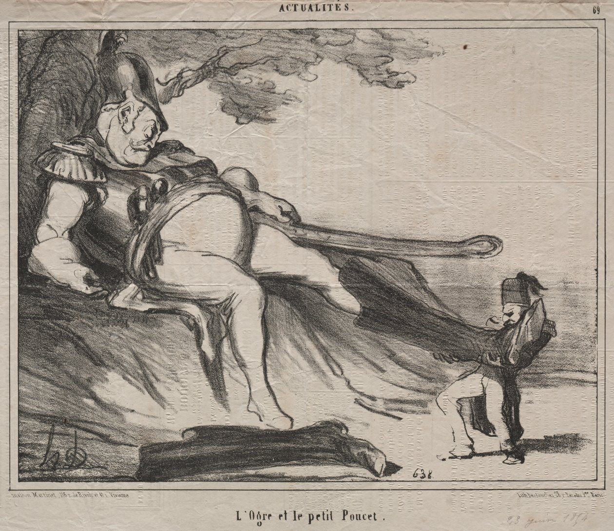 Die Kosaken zum Lachen (Platte 61): Der Oger und sein kleiner Däumling von Honoré Daumier