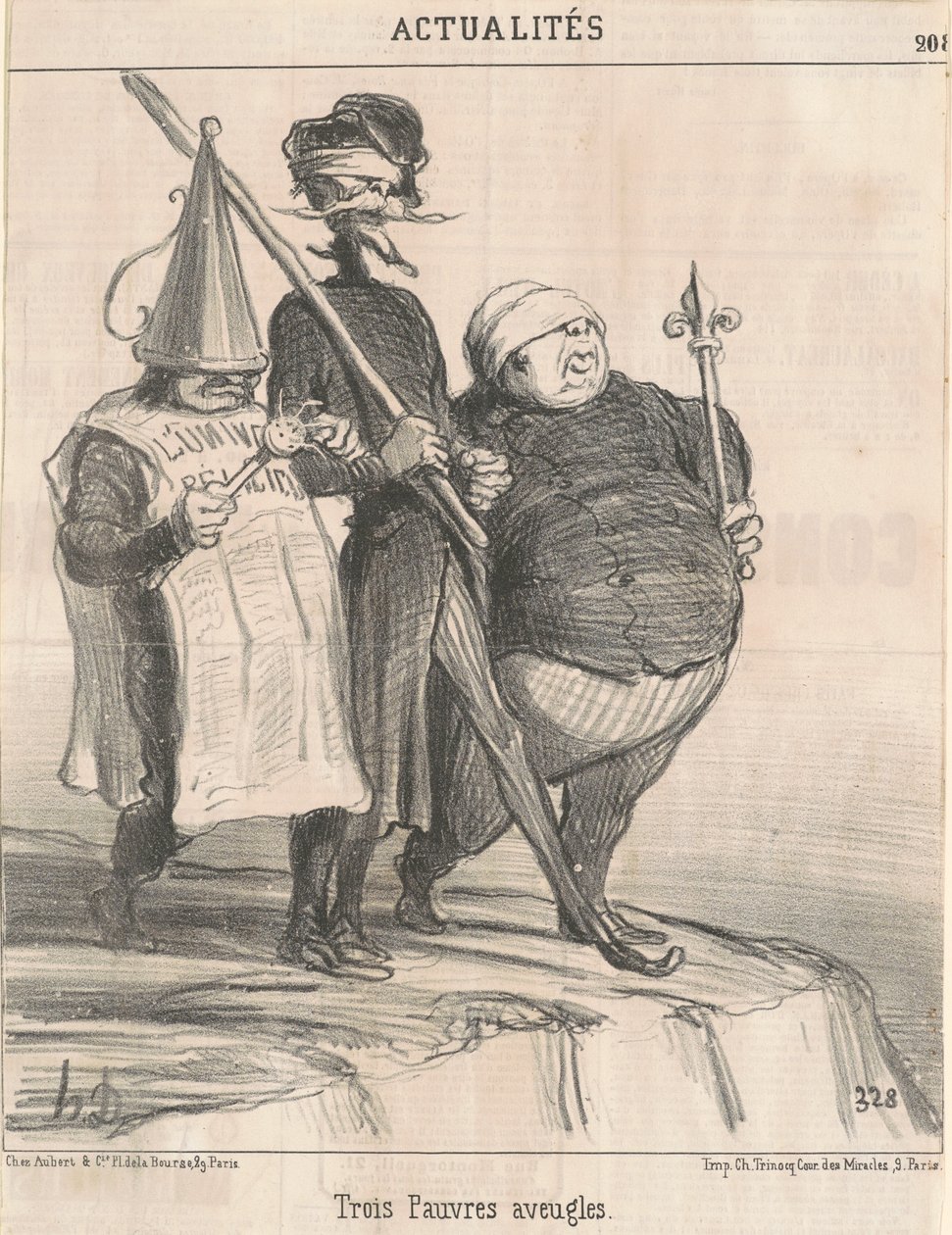Drei arme Blinde von Honoré Daumier