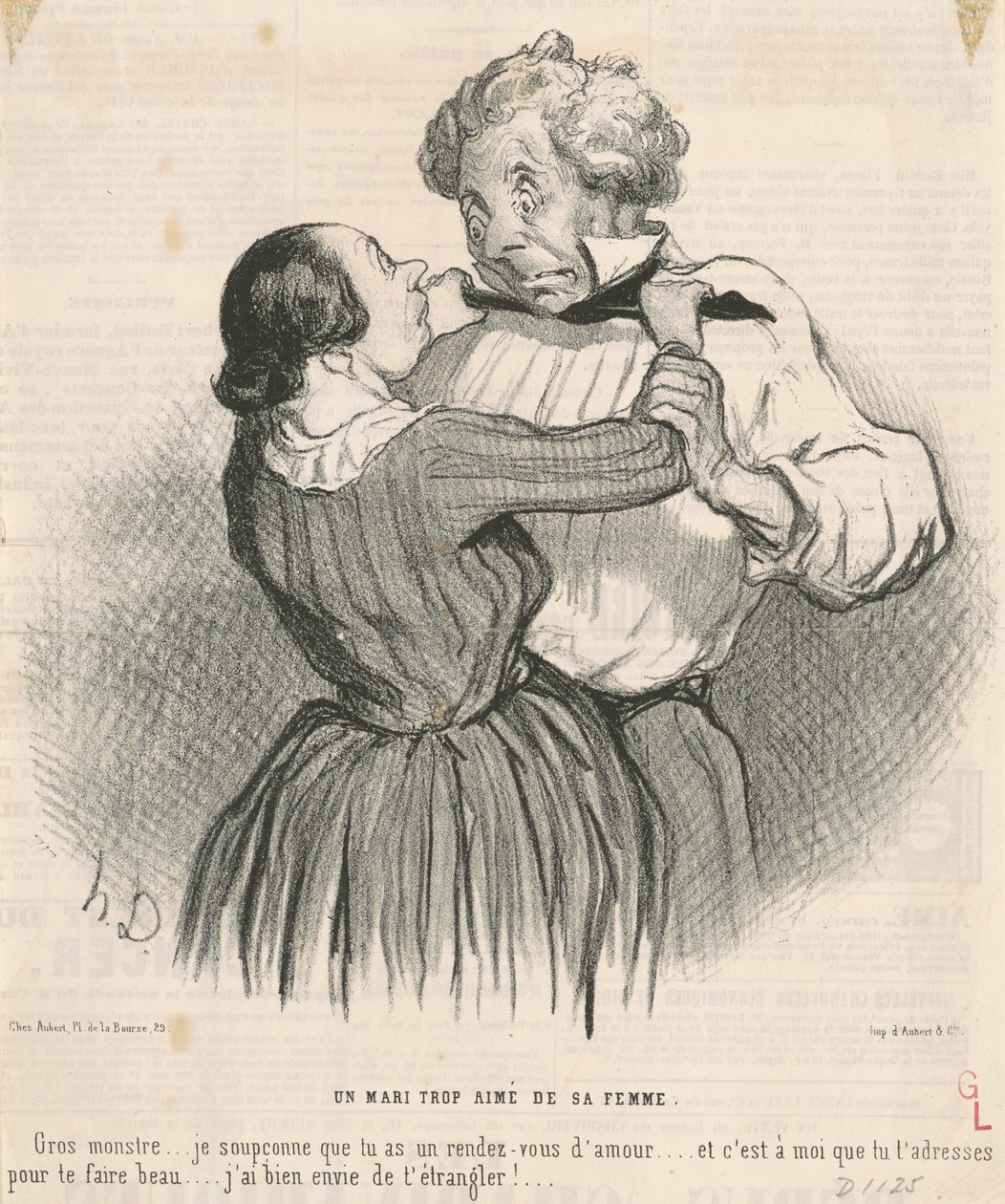 Ein Ehemann, der von seiner Frau zu sehr geliebt wird von Honoré Daumier