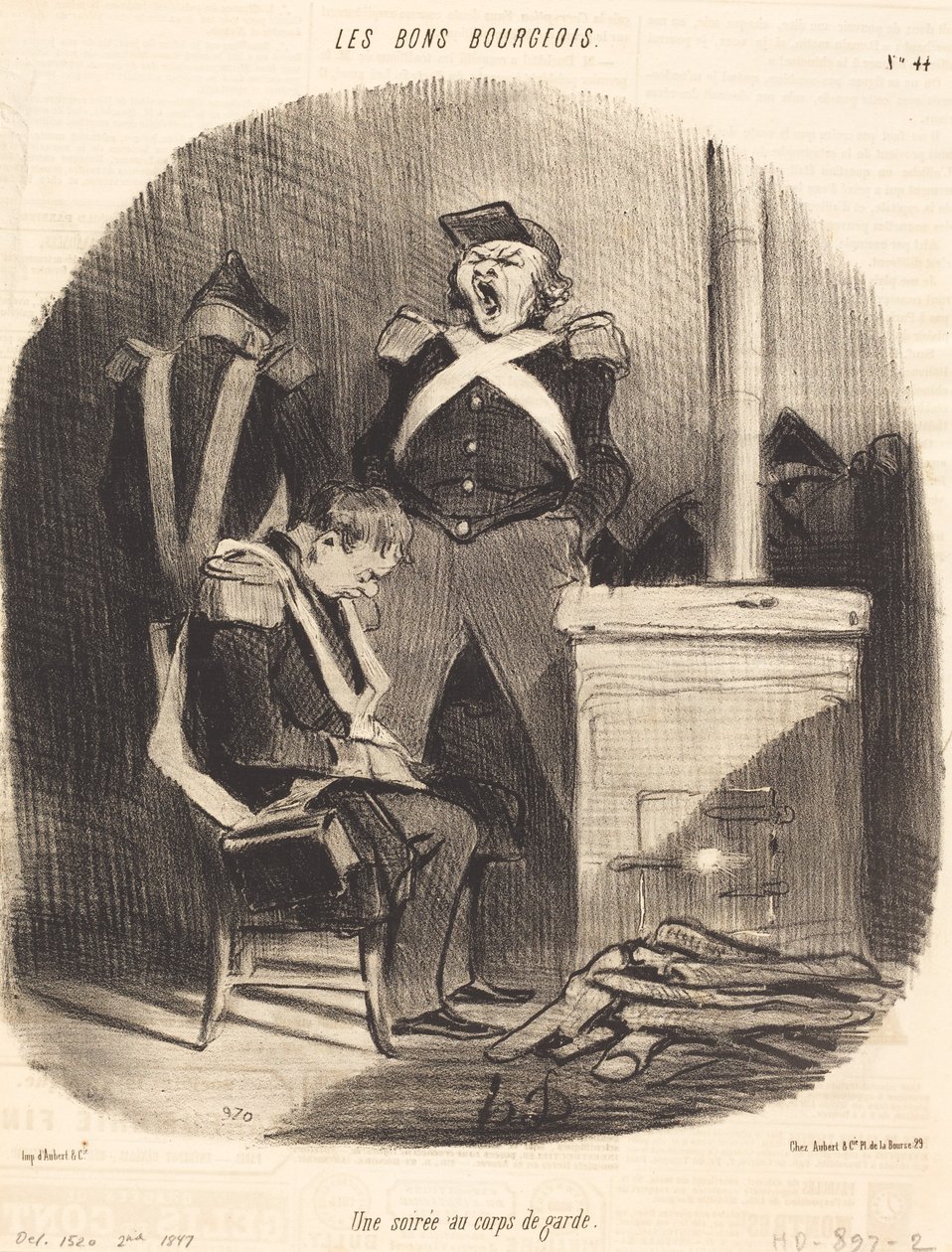 Ein Abend im Wachhaus von Honoré Daumier