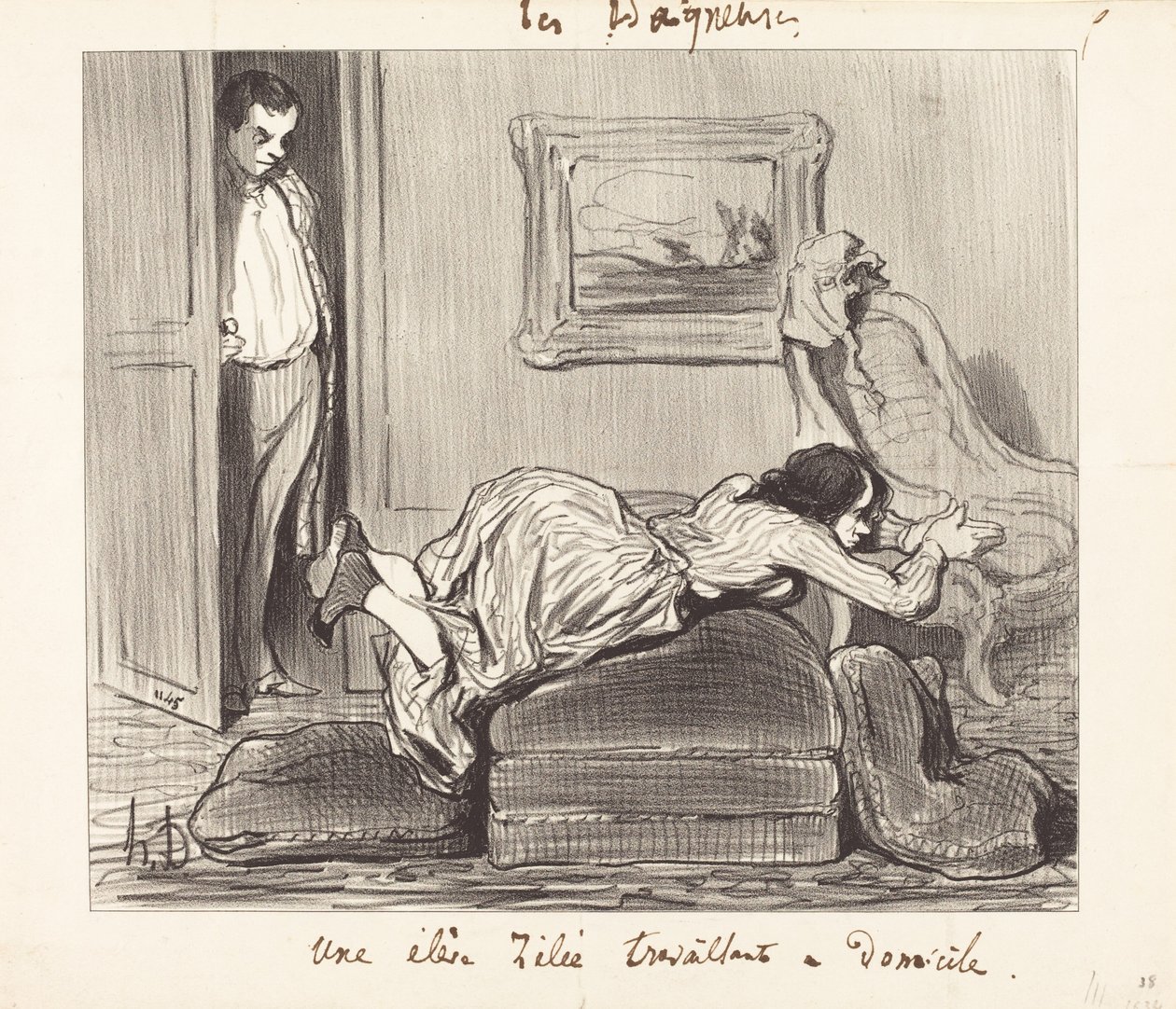 Eine fleißige Schülerin, die zu Hause arbeitet von Honoré Daumier