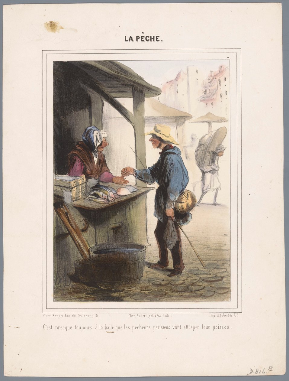Fischer kauft Fisch in der Markthalle von Honoré Daumier