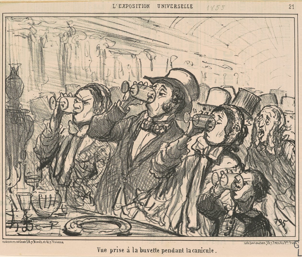 Ansicht aufgenommen in der Erfrischungsbar während der Hundstage von Honoré Daumier
