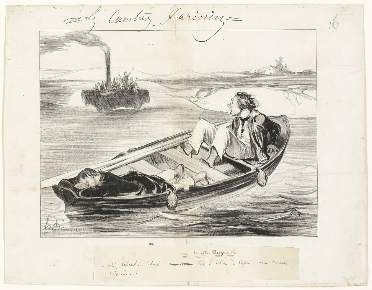 Eine unangenehme Begegnung, Platte sechzehn aus Les Canotiers Parisiens von Honoré Victorin Daumier