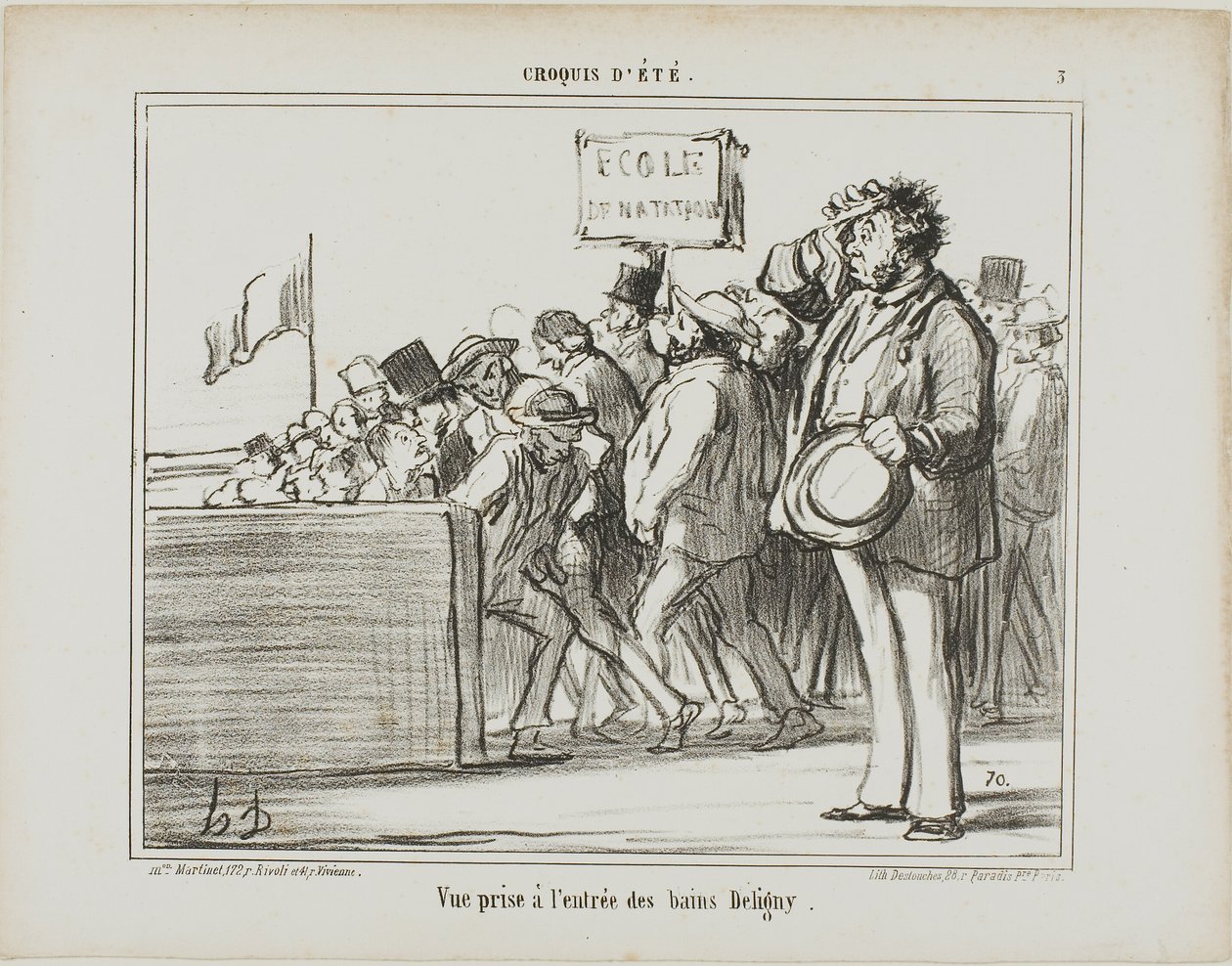 Eingang zu den öffentlichen Bädern in Deligny, Tafel 3 aus Croquis D