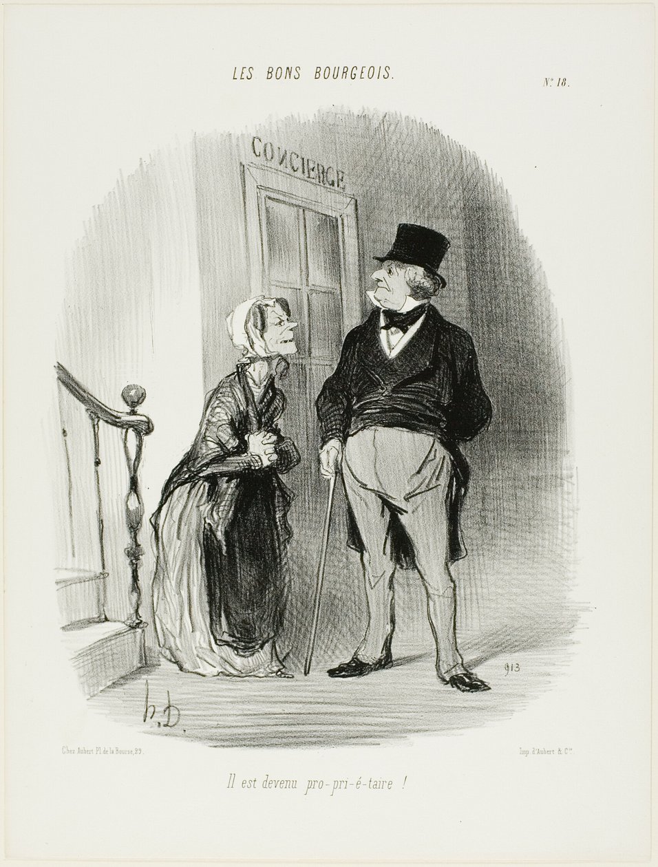 „Er ist ein Laaaand-Looooord geworden!“, Tafel 18 aus Les Bons Bourgeois von Honoré Victorin Daumier