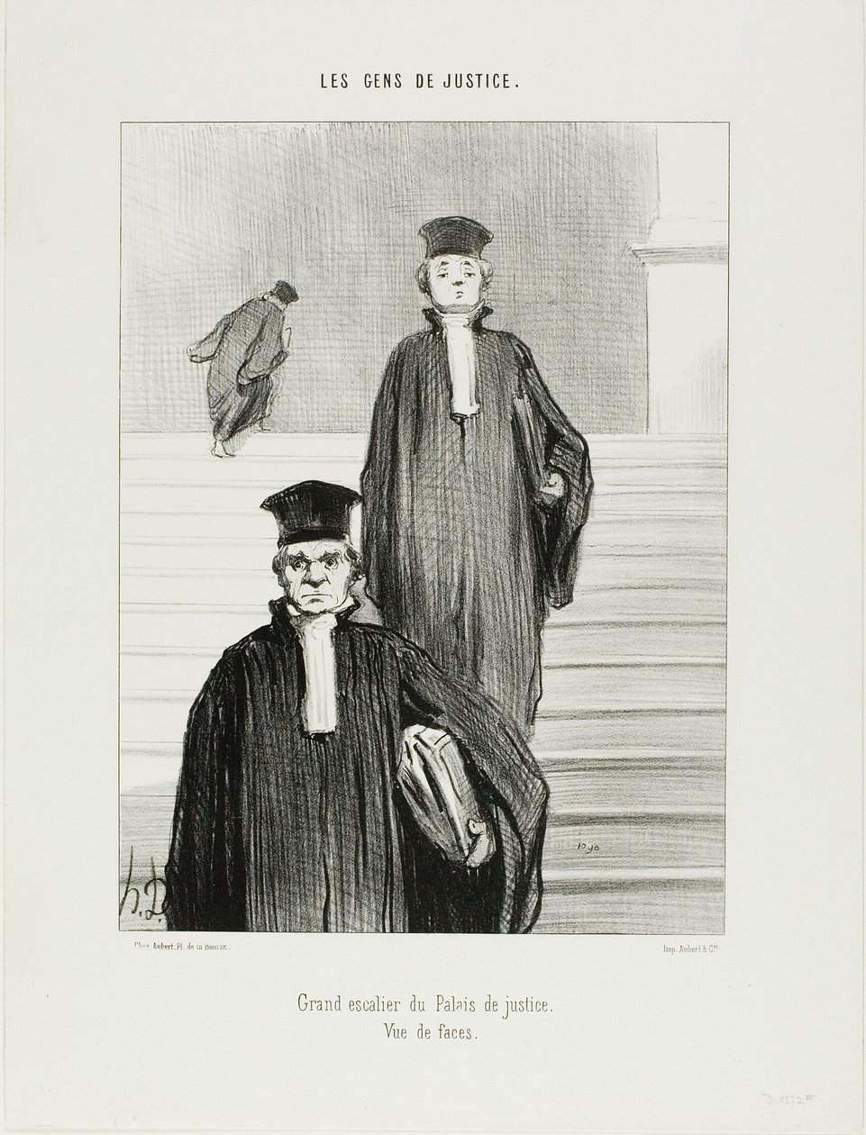 Haupttreppe des Justizpalastes. Vorderansicht, Platte 36 aus Les Gens De Justice von Honoré Victorin Daumier