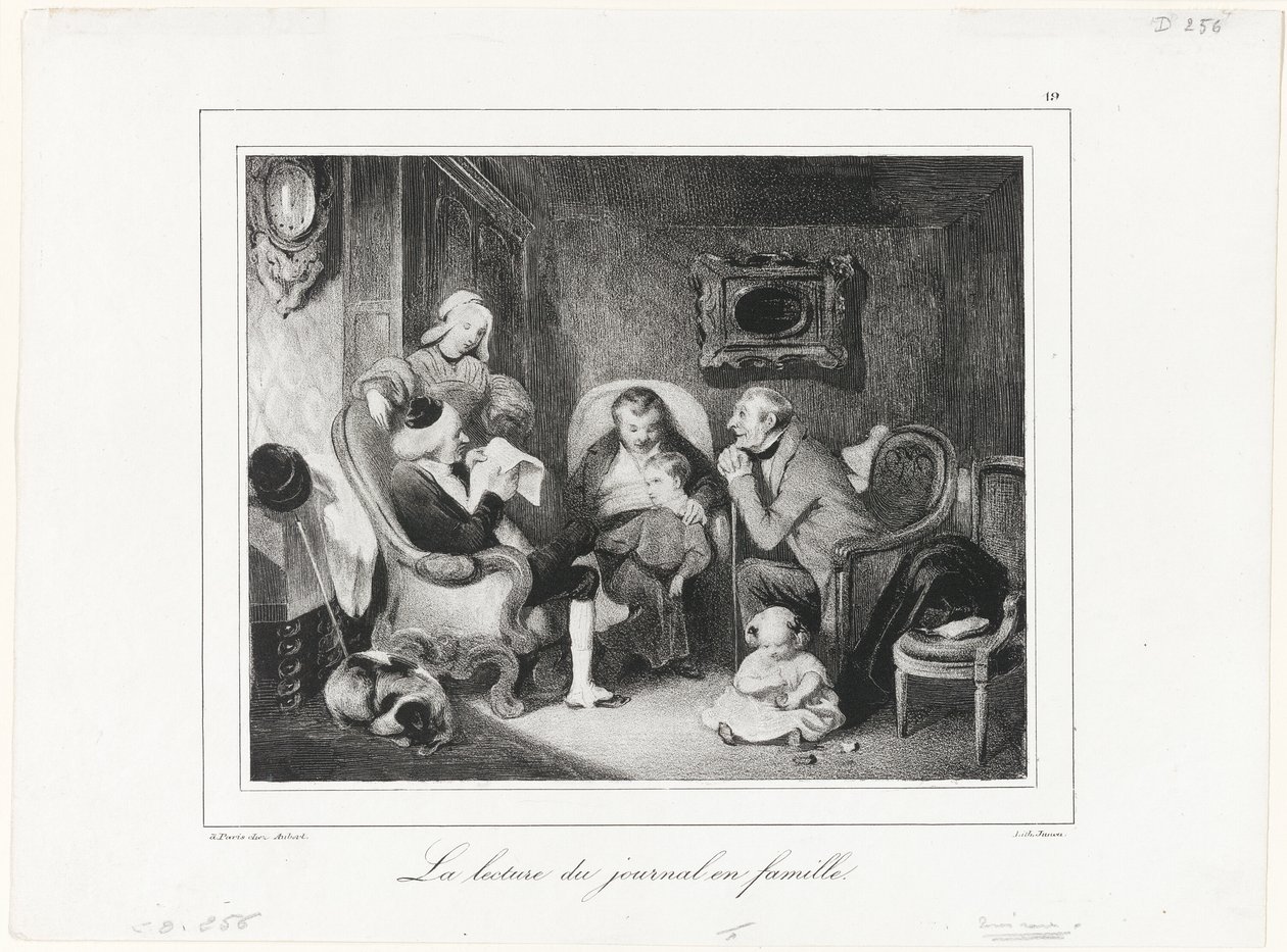 Zeitunglesen im Familienkreis von Honoré Victorin Daumier