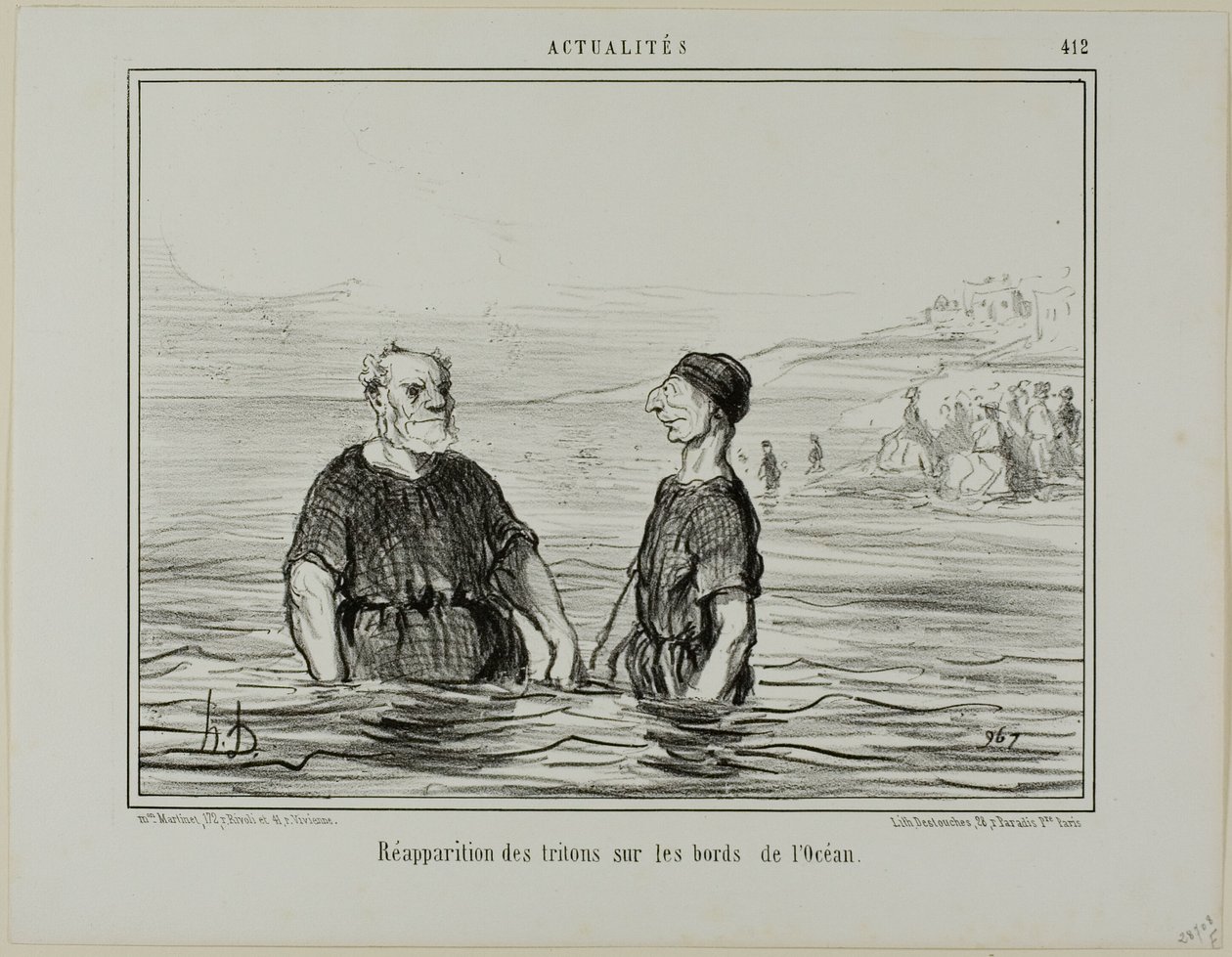 Das Wiederauftauchen der Tritonen des Meeres, Platte 412 aus Actualités von Honoré Victorin Daumier