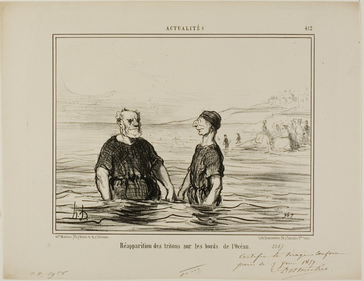Das Wiederauftauchen der Tritonen des Meeres, Platte 412 aus Actualités von Honoré Victorin Daumier