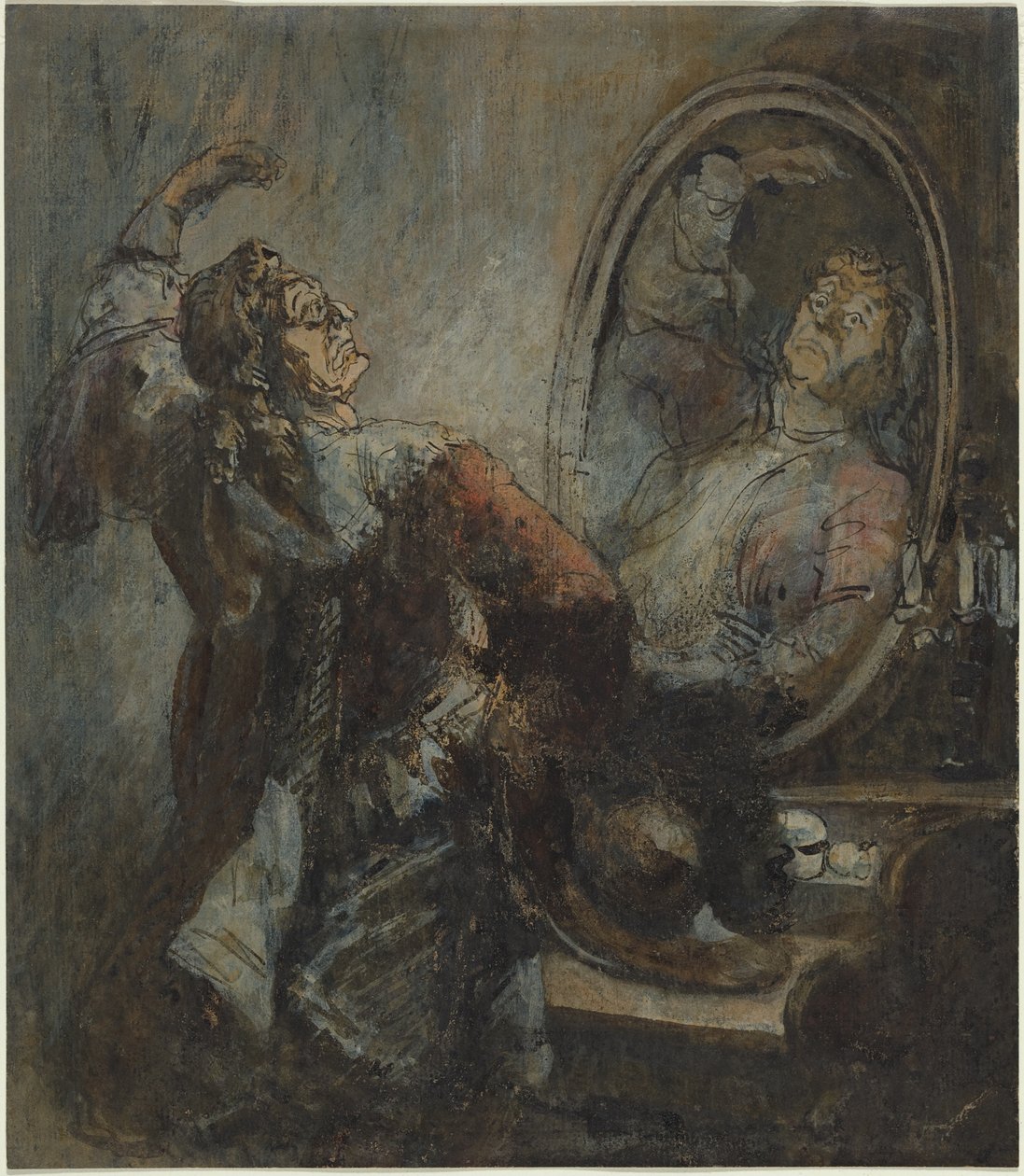 Schauspieler vor einem Spiegel von Honore Daumier