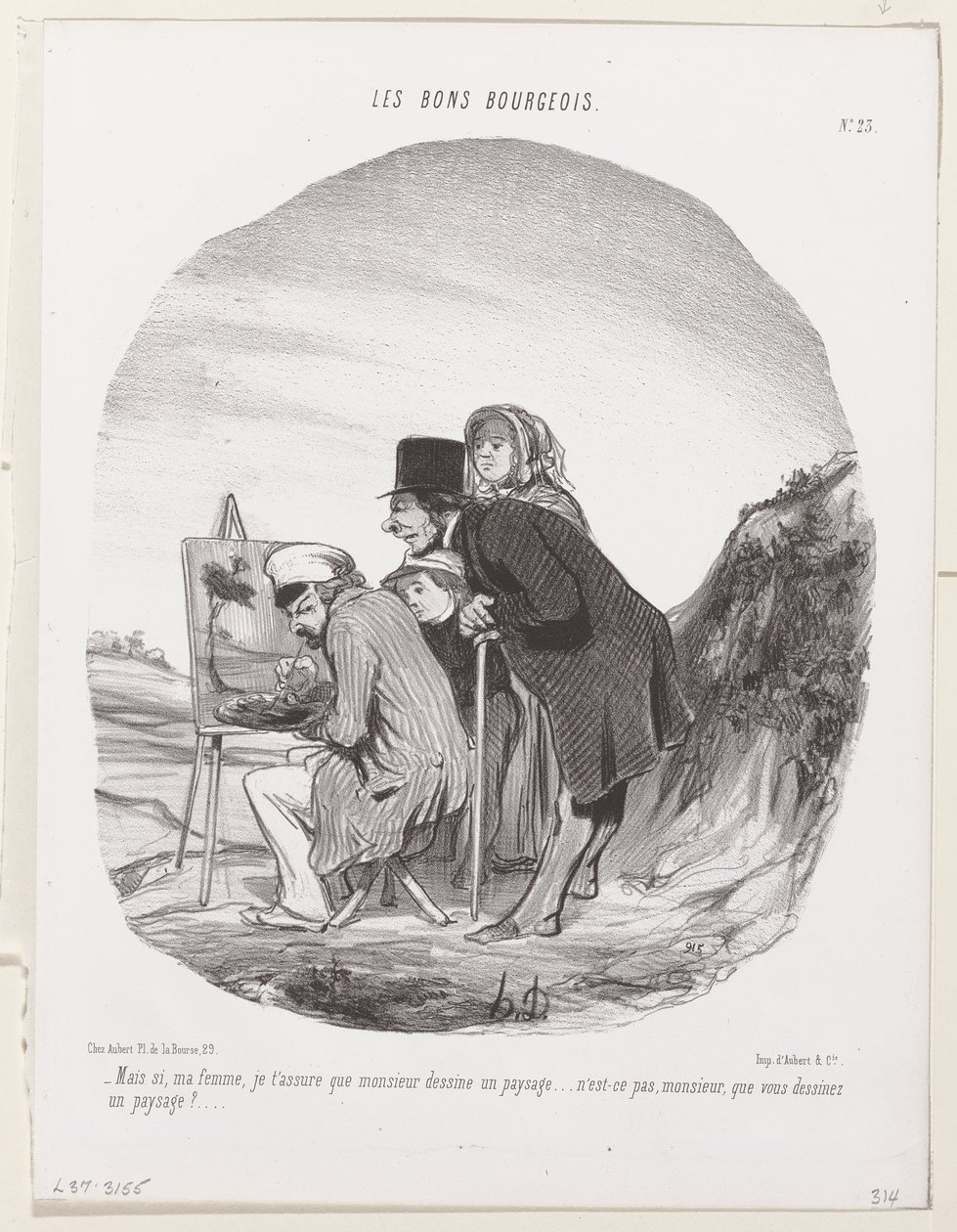 Aber ja, meine Frau, ich versichere dir, dass der Herr eine Landschaft zeichnet ... Es ist eine Landschaft, mein Herr, nicht wahr? von Honoré Daumier