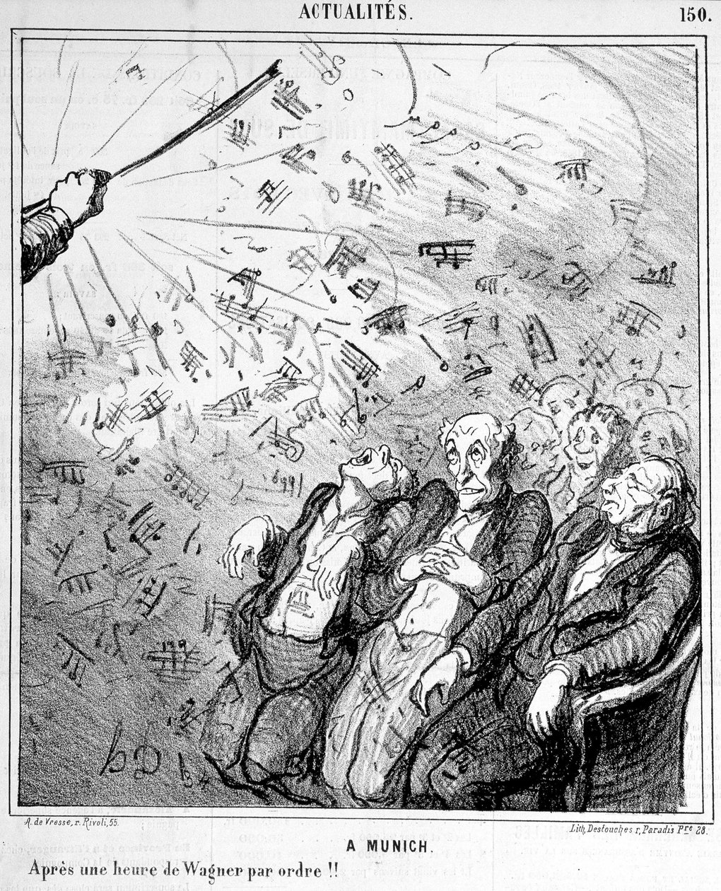 Karikatur über die Musik von Wagner - von Honoré Daumier von Honoré Daumier