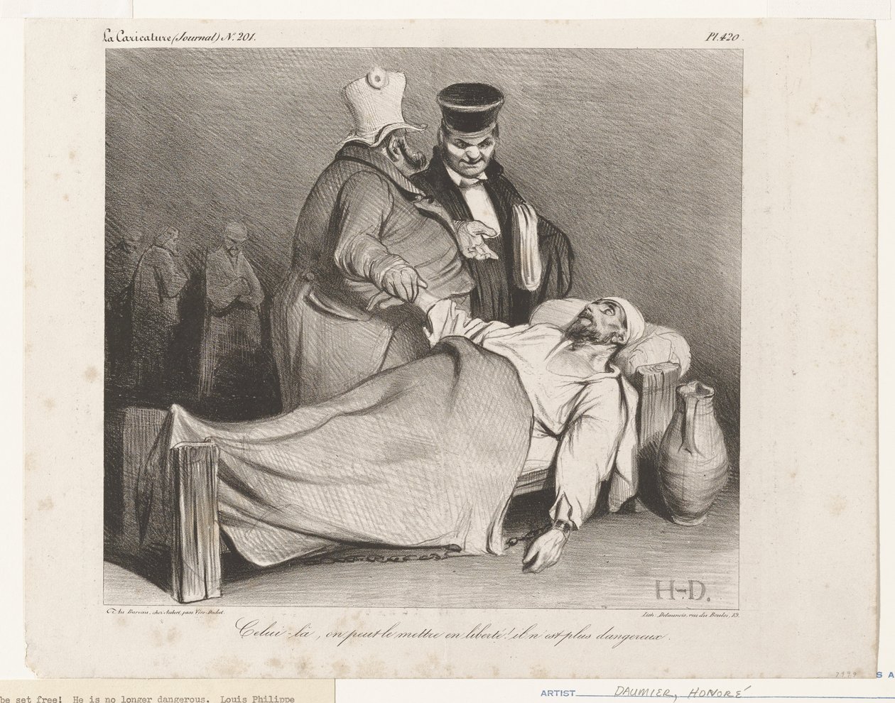 Den kann man freilassen! Er ist nicht mehr gefährlich. (aus La Caricature) von Honoré Daumier