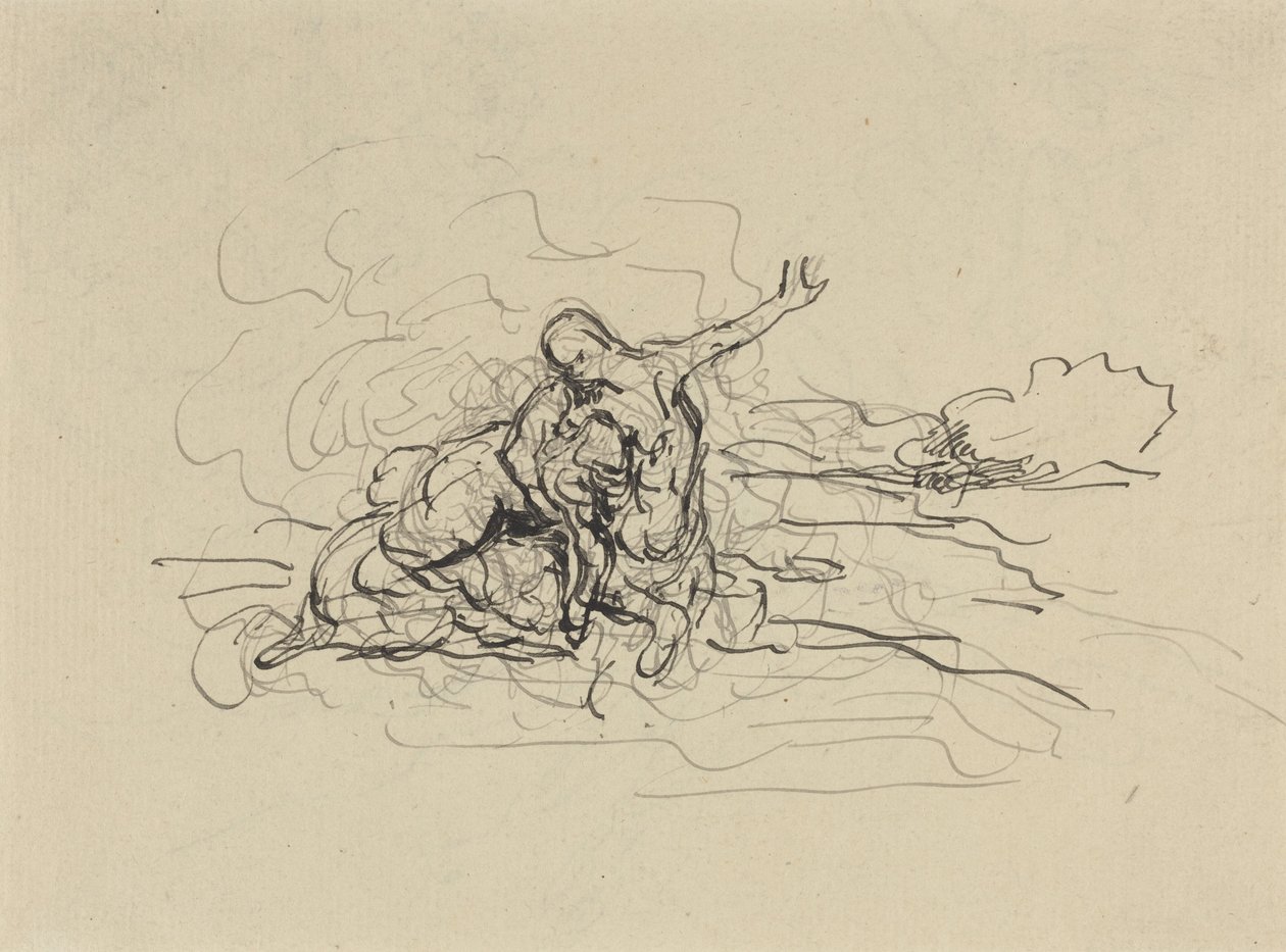 Zentaur, der eine Frau entführt von Honore Daumier