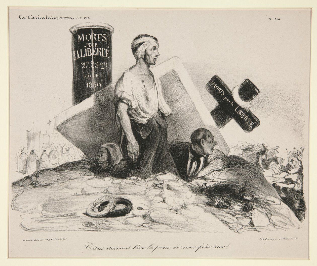 Es hat sich wirklich gelohnt, uns töten zu lassen! Tafel 524 aus der Zeitschrift La Caricature von Honoré Daumier