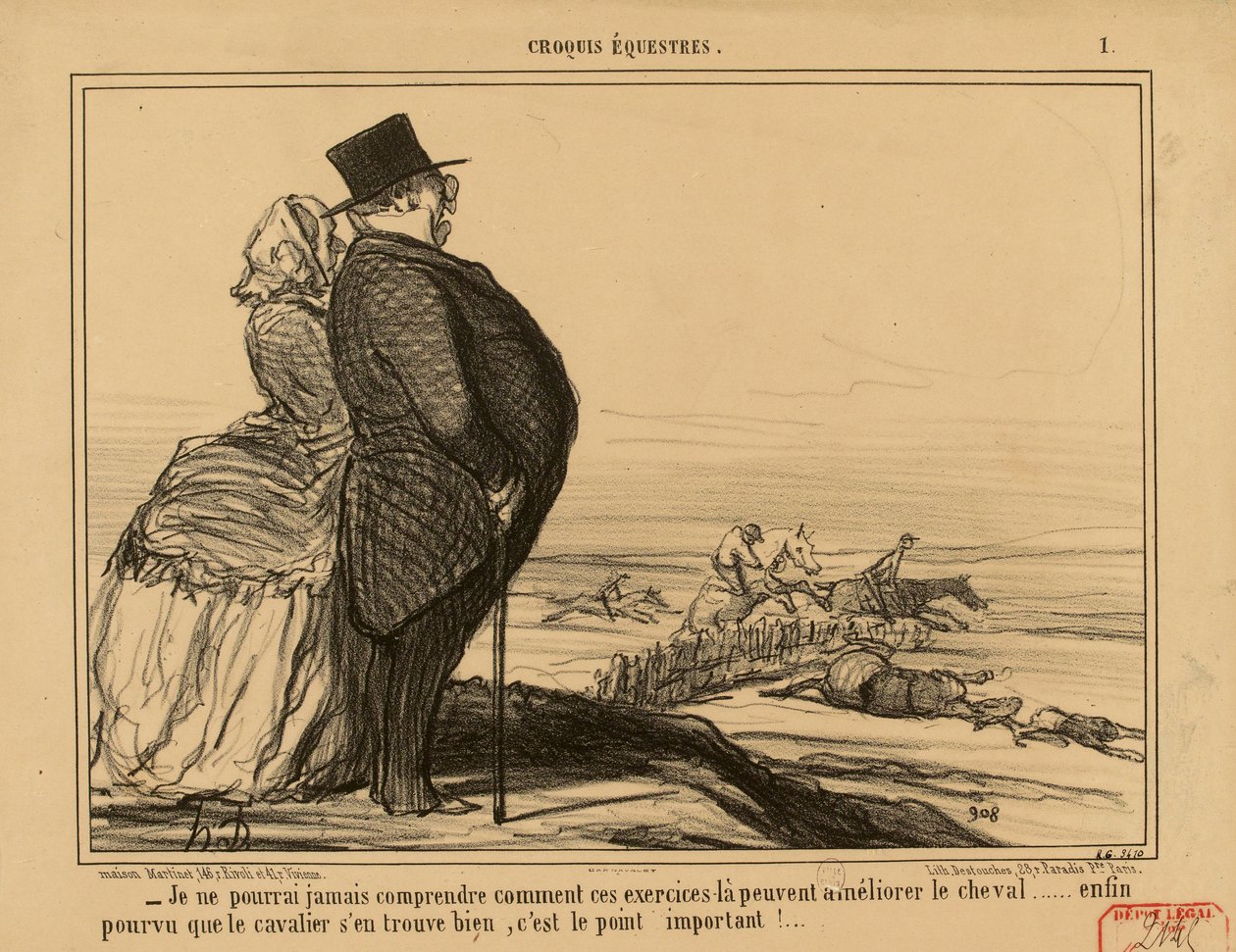 Croquis Equestres Nr. 1: - Ich werde nie verstehen können, wie diese Übungen... von Honoré Daumier