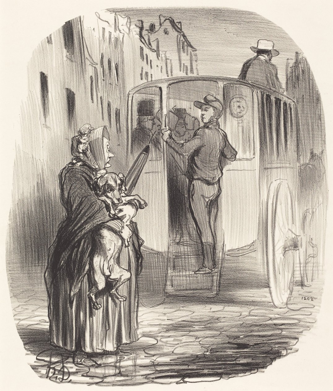 Désolé, citoyenne... je ne reçois pas de chiens... von Honoré Daumier