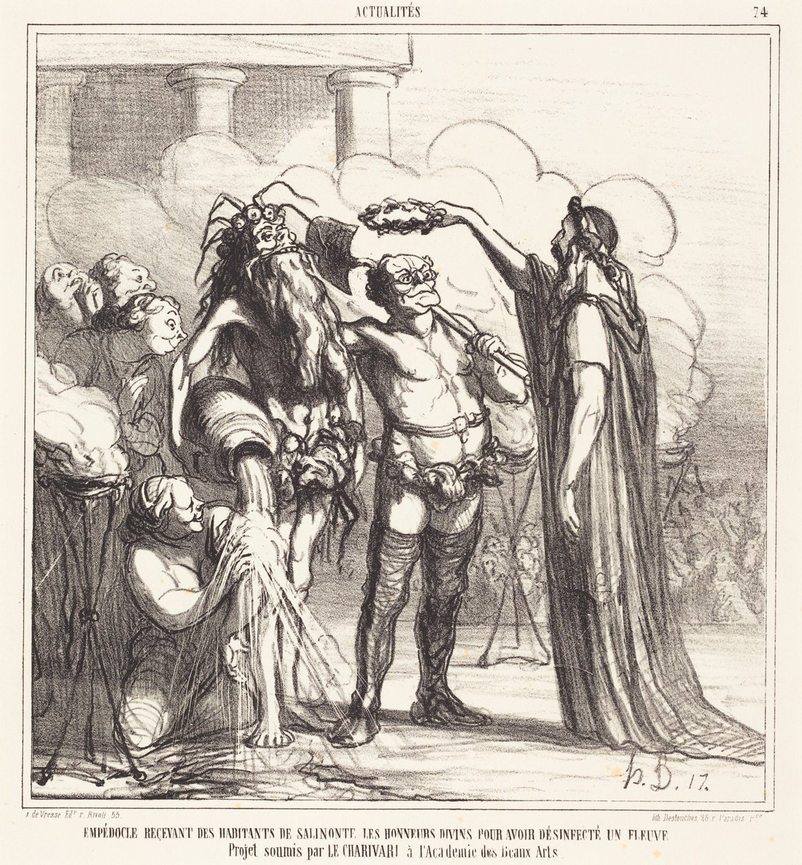Empedokles erhält... die göttlichen Ehren... von Honoré Daumier