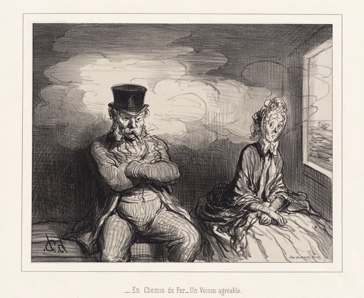 Im Zug... ein angenehmer Nachbar von Honoré Daumier