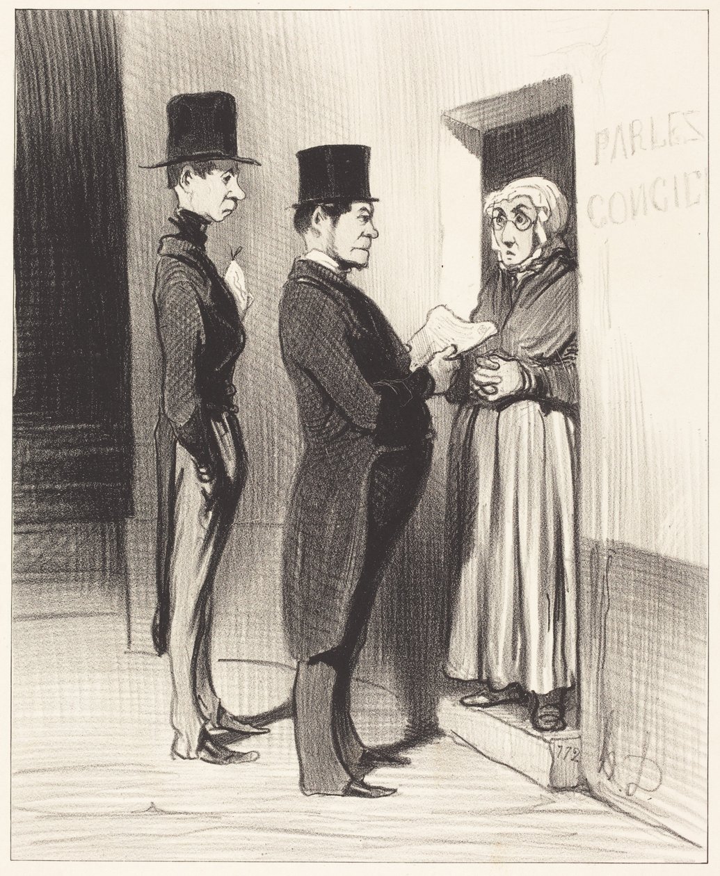 Und sprach zu ihrer Tür so erklärt... von Honoré Daumier