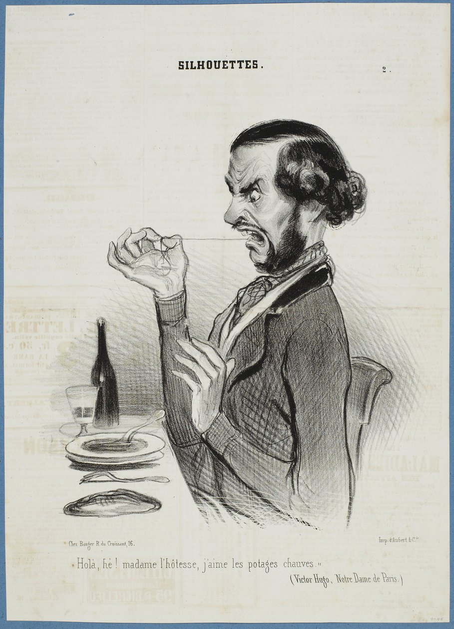 Halt! Kellnerin, ich bevorzuge das Gemüse glatt rasiert. von Honoré Daumier
