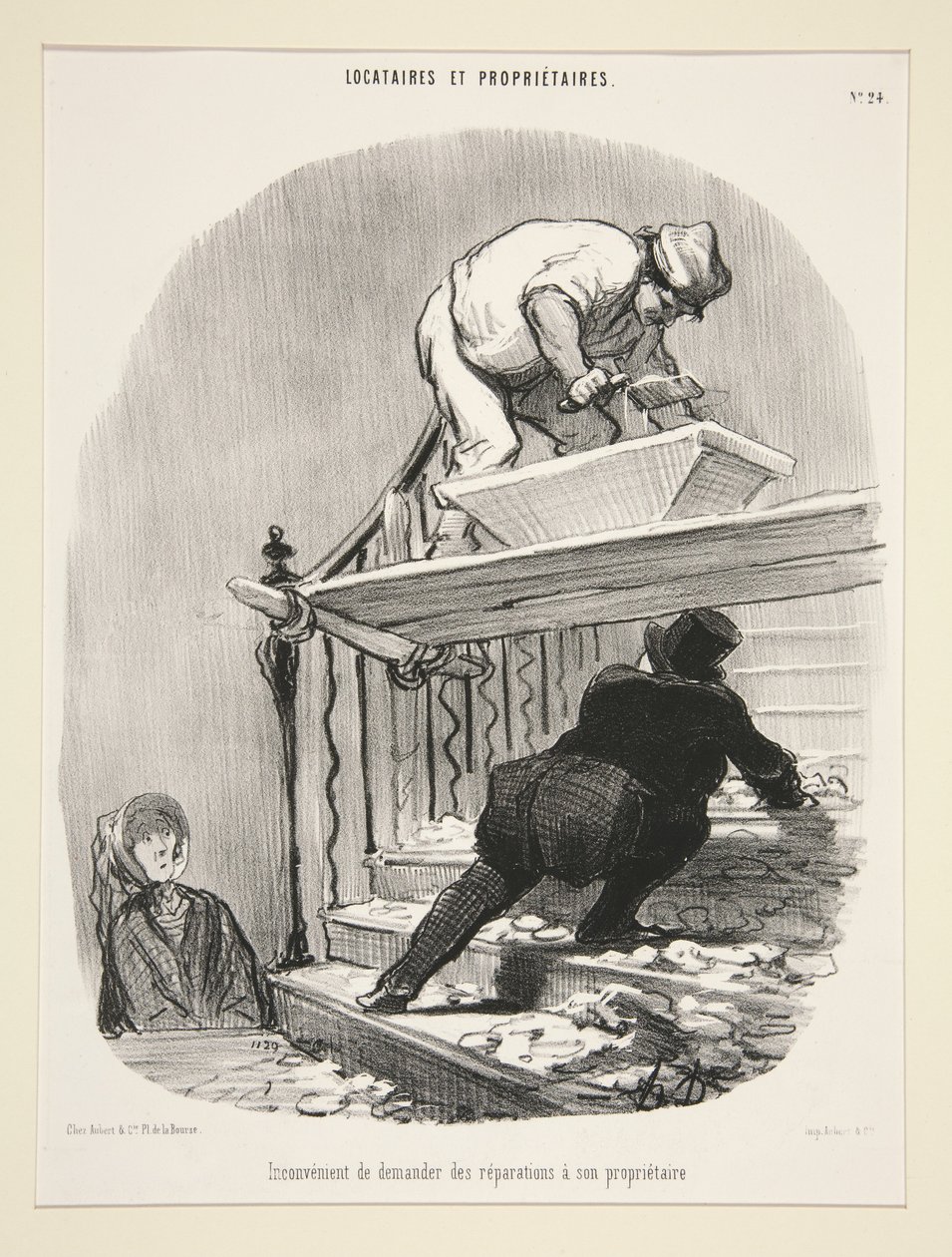Unannehmlichkeit, den Vermieter um Reparaturen zu bitten, pl. 24 aus der Serie Locataires et propriétaire von Honoré Daumier