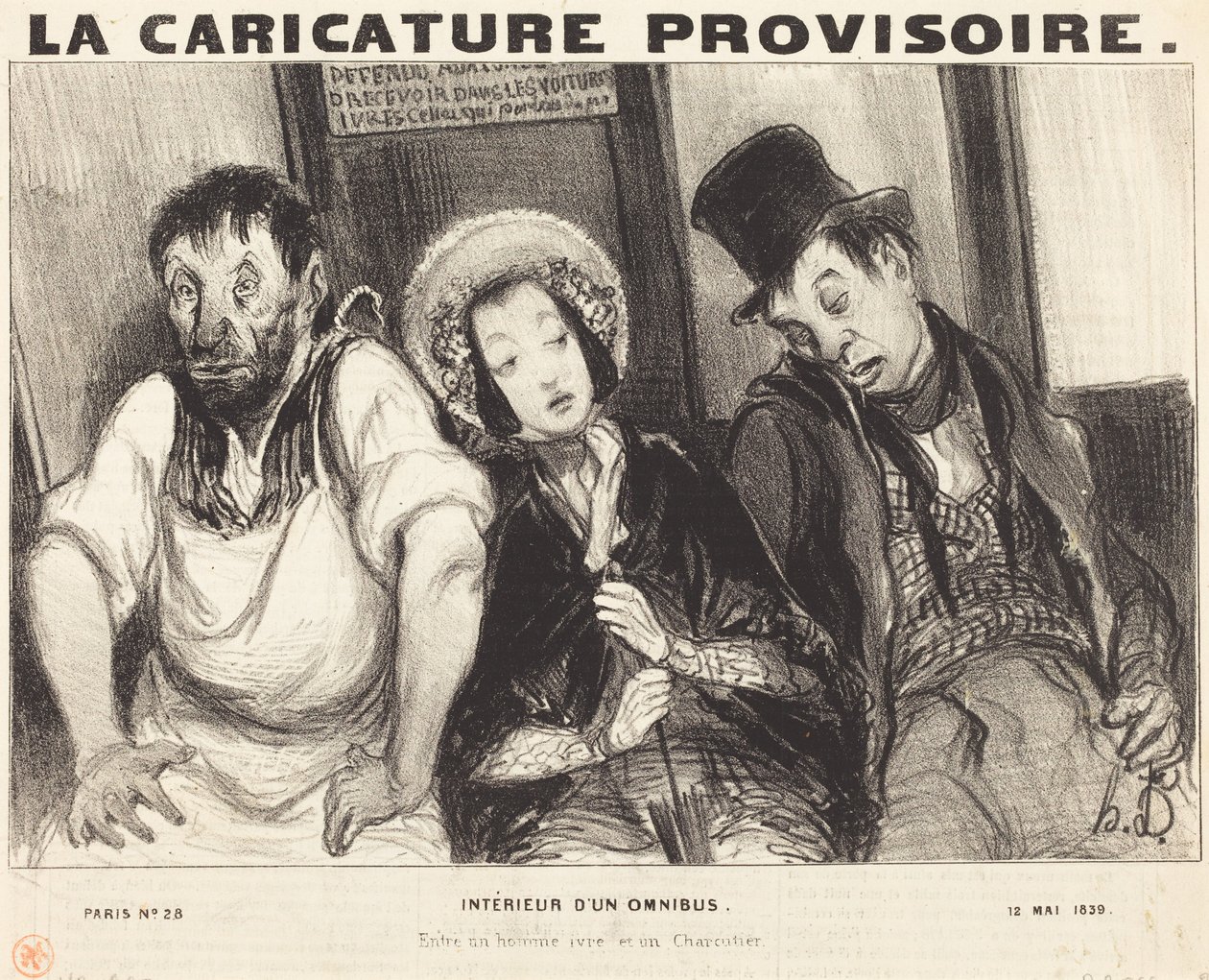 Innenraum eines Omnibusses von Honoré Daumier
